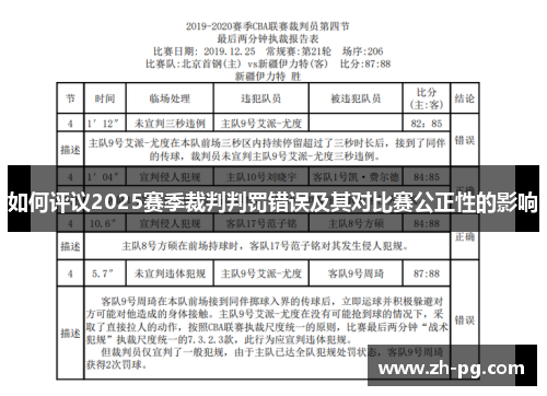 如何评议2025赛季裁判判罚错误及其对比赛公正性的影响